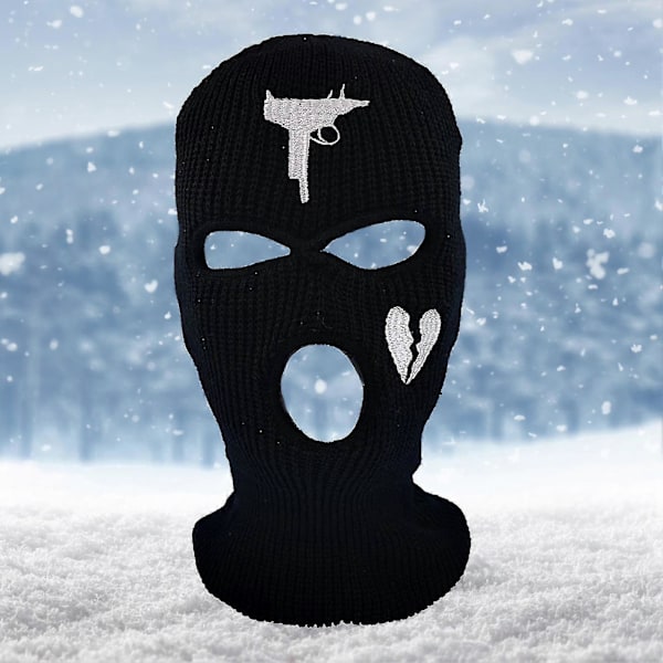 Unisex broderet balaclava strikket fuld ansigtsmaske til løb skiløb cykling Gray