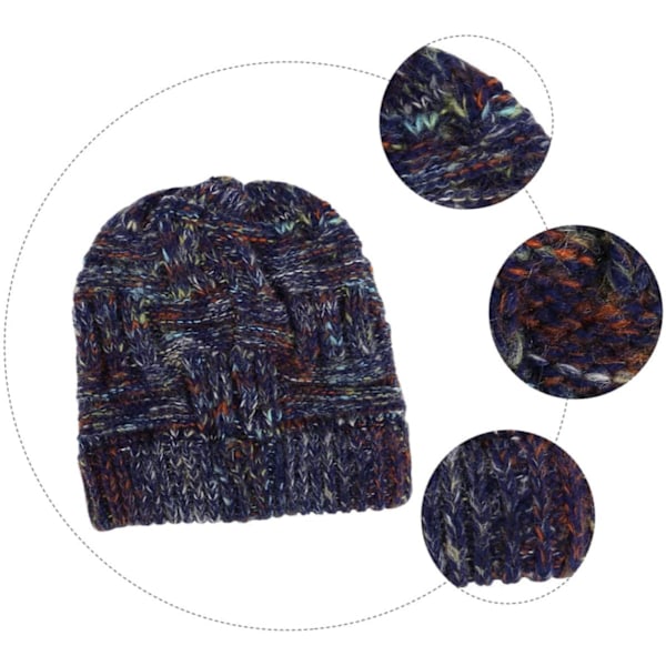 Damernas Beanie Stickad Ullhatt Charmig Hatt Stickad Ullmössa Damhatt Hattar för Kvinnor Navy
