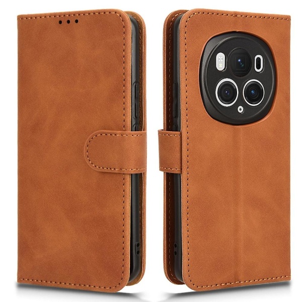 For Honor Magic6 Pro 5G Skin-touch Case Lompakko Folio Flip Phone Cover - Ruskea Brown Style E Honor Magic6 Pro 5G