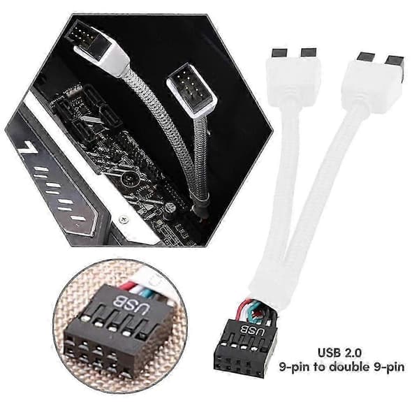 USB 9-pinners splitter skjermet USB 2.0 9-pinners til to 9-pinners splitterkabel pålitelig