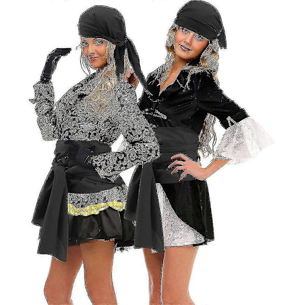 Piraattiasu-tarvikepaketti Retro Durag Pitkähäntäinen Piraattihattu Suuri Vyö Keskiaikainen Renessanssi Teema Cosplay Pukeutuminen Halloween-juhliin Black