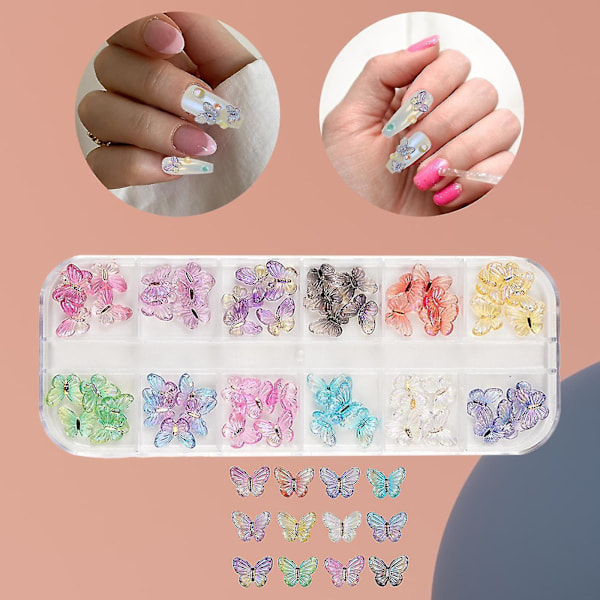 Nagelkonst Strass Set Glittriga Sommar DIY Nagelkonst Fjärils Nageldekaler Fjärils Nagelkonst Berlocker För Hem Nagelkonst Small butterfly box size 13cmx5.5cm