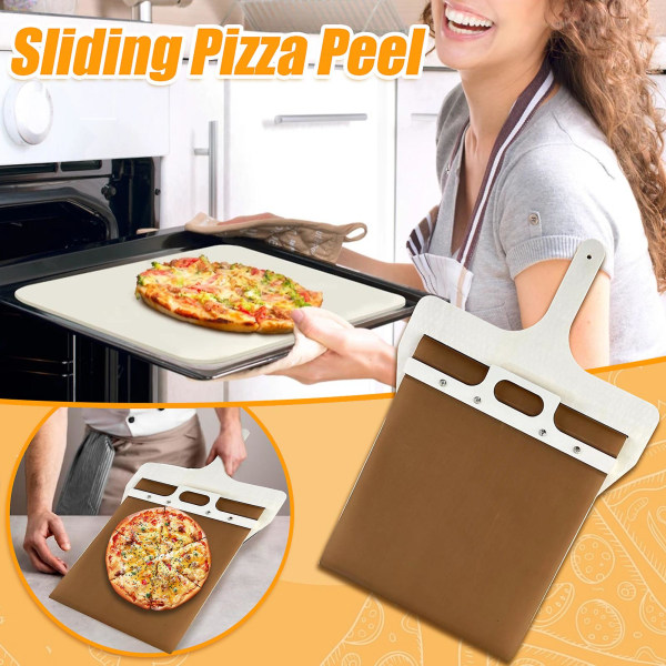 Tyuhe Sliding Pizza Peel Non-Stick Pizza Sliding Spatel Wood Pizza Shovel Spatel Paddle for Home Kitchen S