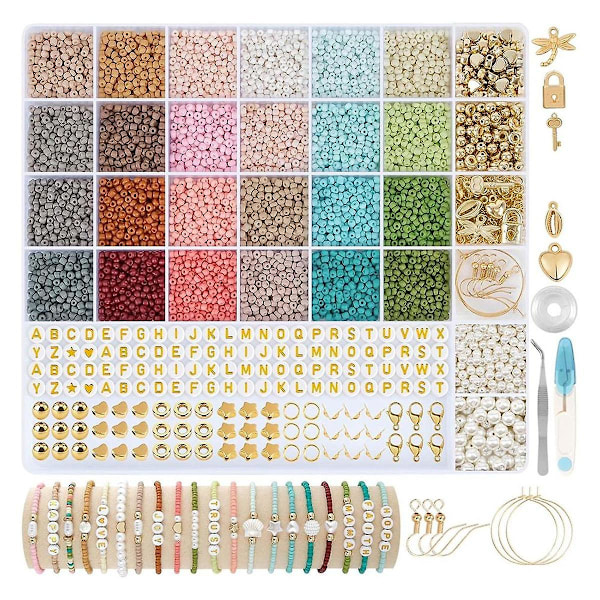 3 mm glasfröpärlor för armbandstillverkning, 24-färgs set, DIY-konsthantverk för åldrarna 6-1