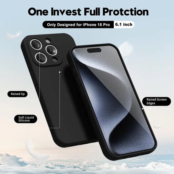 iPhone 15 Pro Matt Svart Skal - Ekstra Kamerabeskyttelse iPhone 15 Pro