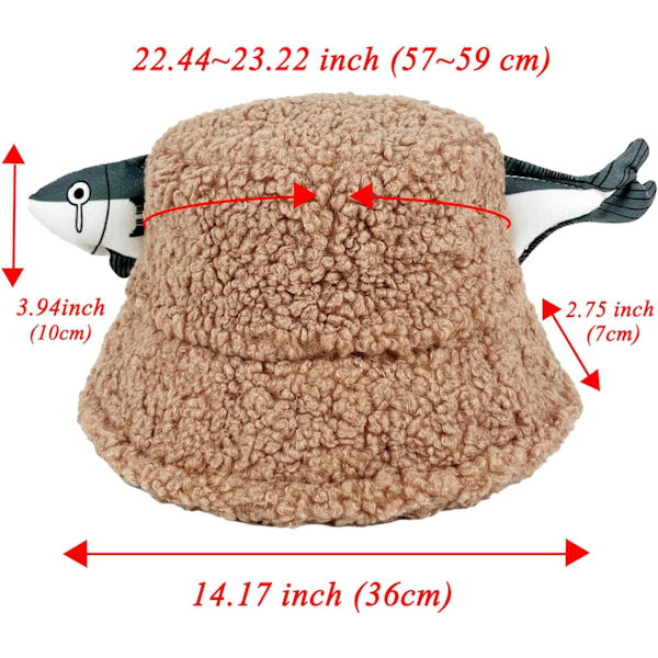 Fuzzy Bucket Hat för Kvinnor och Män - Luddig, Söt Bucket Hat för Vinter, Varm Plysch, Fiskehatt, Fluffig Sherpa, Rolig Hatt Fish-khaki
