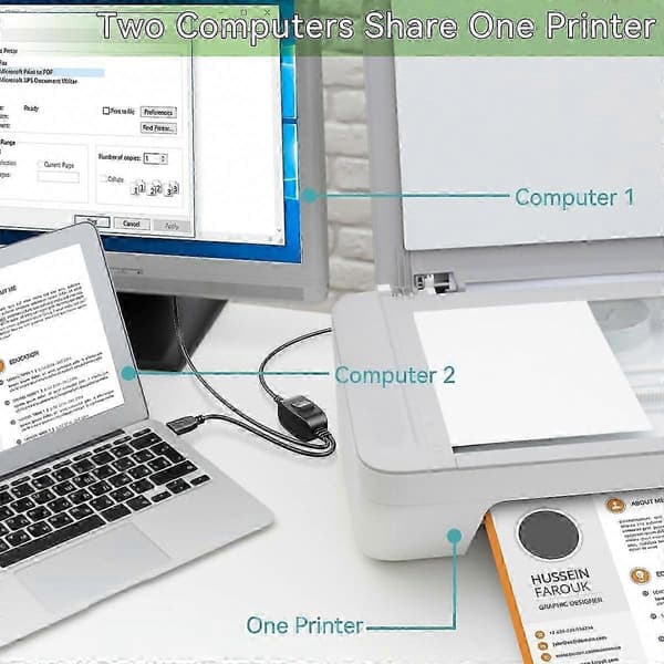 Printerkabel USB B Han til Dobbelt USB A Han Kabel Splitter