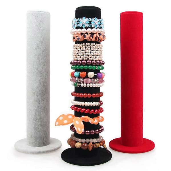 Armbåndsdisplaystativer Fløjl Lodret Tårn Smykker Armbåndsdisplaystativ T-formet Stang Displaystativ Display Armbånd Sort Black