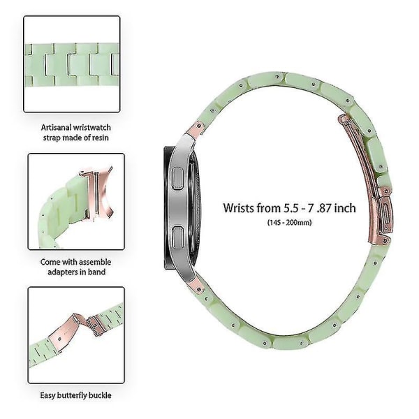 For Samsung Galaxy Watch 5 40mm / 44mm / Watch 5 Pro 45mm Resin Watch Band Rustfritt stålspennearmbånd Avocado Green