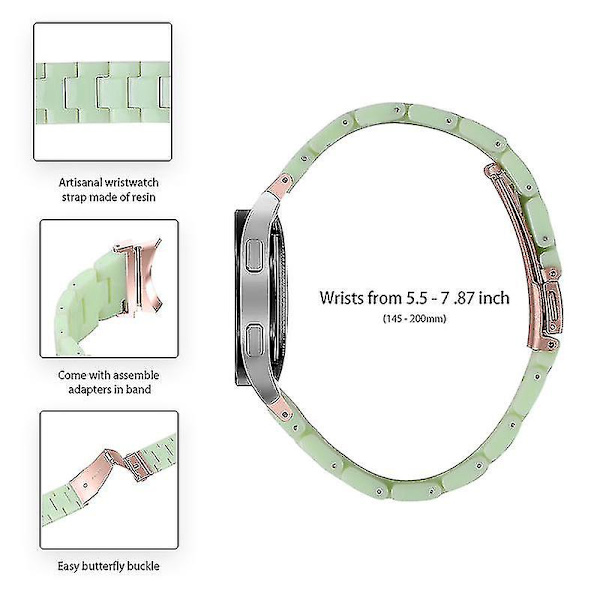 Til Samsung Galaxy Watch 5 40 mm / 44 mm / Watch 5 Pro 45 mm Resin urbånd i rustfrit stål med spændearmbånd Avocado Green