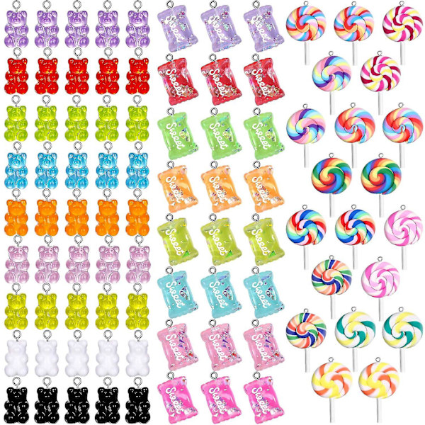 89 kpl Gummy Resin Bear Charms riipuksia