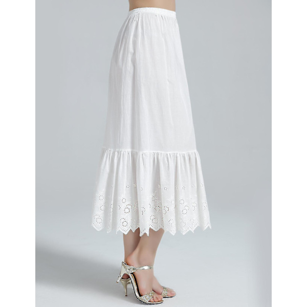 Half Slip Girt Extender 100 % puuvillainen vintage alushame pitsibrodeerauksella Anglaise Lace - Ivory - 70cm XXL
