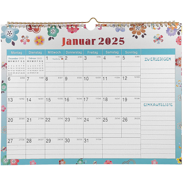 Vægkalender Jan 2024-Jun 2025 Hængende Kalender Tysk Vægkalender til Hjem Kontor As Shown 37X29CM