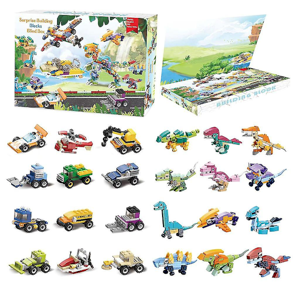 2023 Christmas Advent Calendar Surprise Countdown Dinosaur Engineering Vehicle Blocks Blind Box Toy Xmas Gift