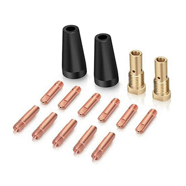 15 stk. MIG-svejsekit Flux Core Gasless Dyse 0,9 mm Messing Svejsespids Udskiftning MIG-svejser Tilbehør