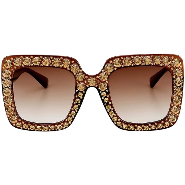 Rol Girl Elton Square Rhinestone Solglasögon Överdimensionerade Diamond Bling Bling Glasögon