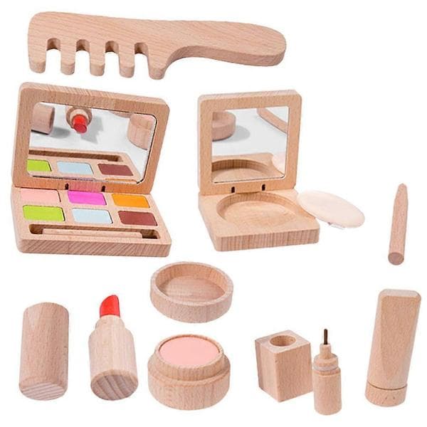 Makeup skønhedssæt til børn Træ makeup legesæt 1 sæt foregive legetøj
