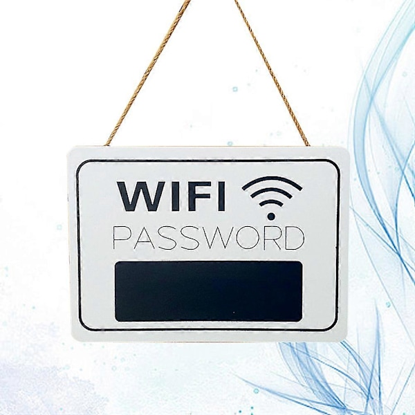 Träskylt med WiFi-lösenord, hängande skylt, reception, hängande tavla, WiFi-skylt för butik, hem, bar, festdekoration (vit) White