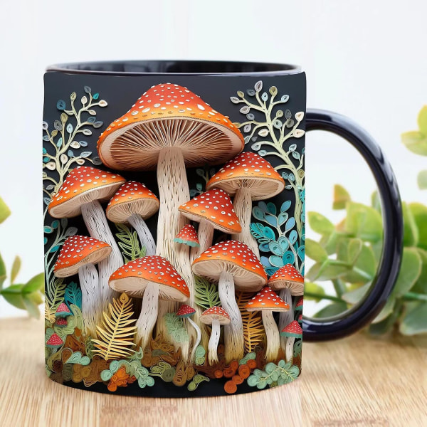 Tyuhe 300ML glat kaffekrus 3D svampeprint Varmebestandig farveægte glat keramik Bærbar lugtfri fødevaregodkendt kontor køkkenkrus C