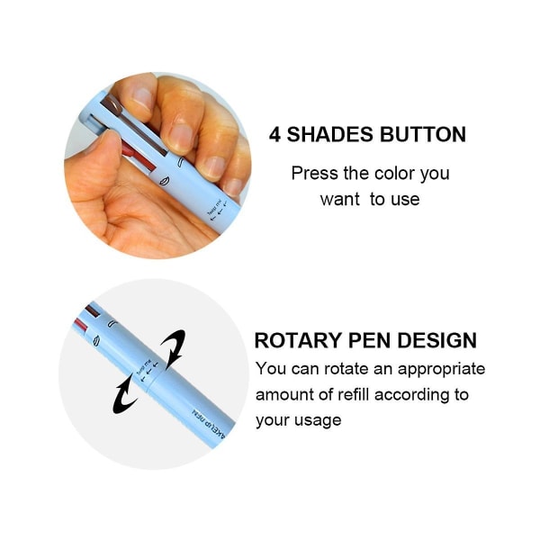 4-i-1 Makeup Pen Touch-up Pen Makeup Øjenbryn Pencil Vandtæt 4 farver Multifunktion Makeup Beauty Pen 02 Blue
