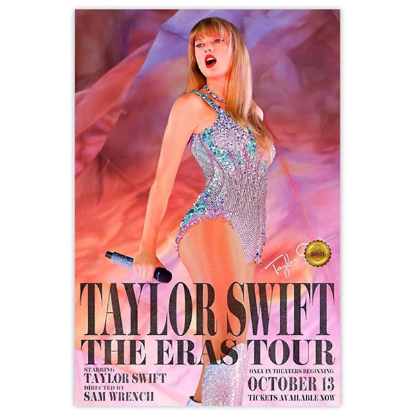 Taylor Swift The Eras Tour Affisch Fans Gåva Väggkonst 13 oktober World Tour Filmaffischer Swift Väggdekoration Oinramad 40*60cm