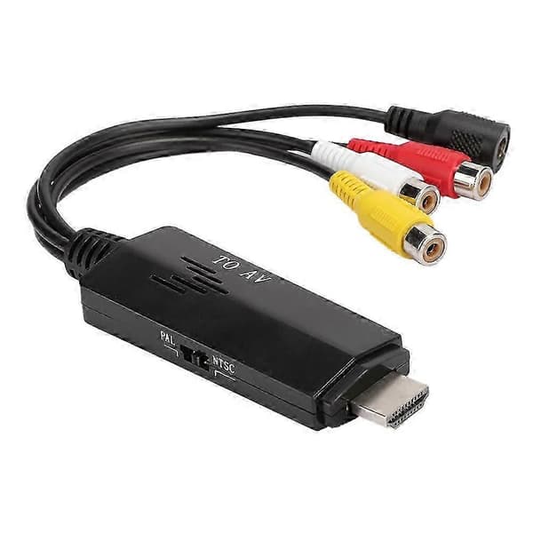 HDMI til RCA Video Converter til TV VHS VCR DVD Sort ABS Adapter