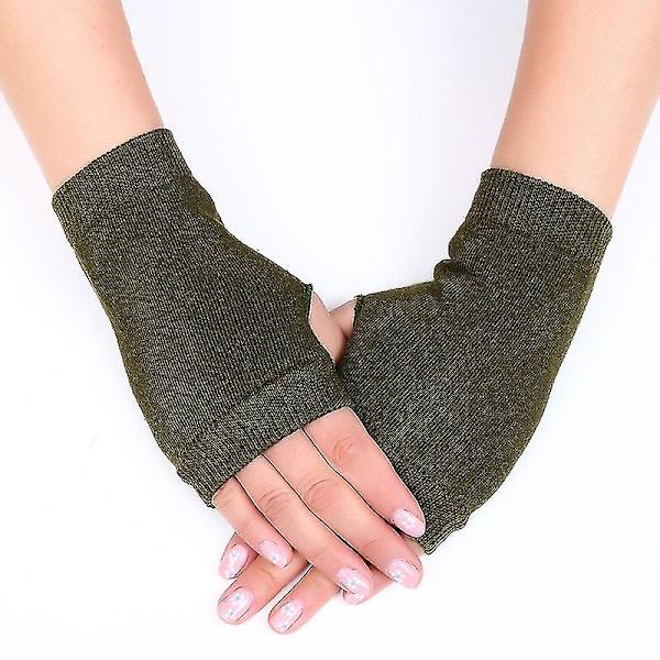 Par Vinterhandsker Dame Fingerløse Handsker Uden Fingre Kvinder Cashmere Varme Vinterhandsker Hånd Håndled Varmer Luffer Army free size