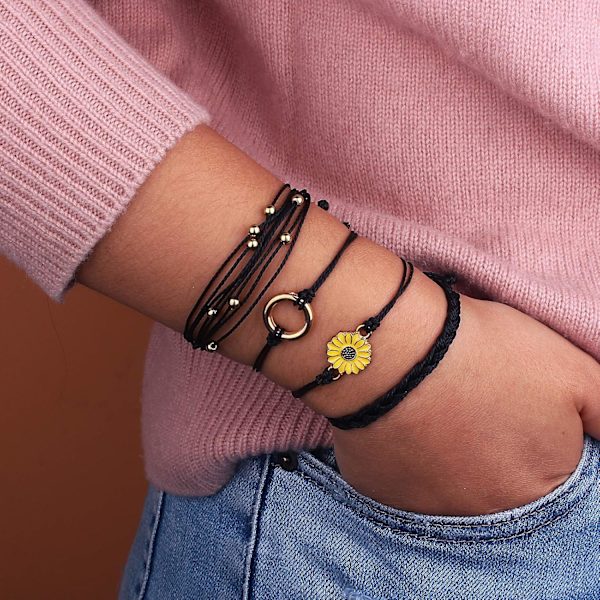 Handflätat Solrosrep Armband Boho Surf Rep Charm Br