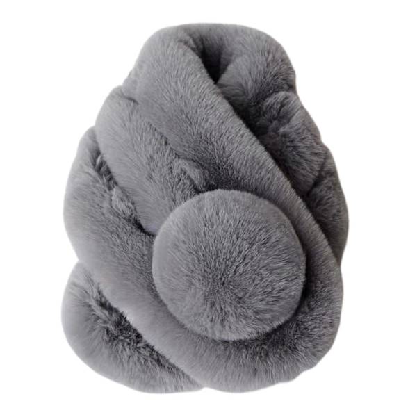 Konstgjord Päls Enfärgad Vinterhalsduk Plyschboll Bred Tjocknad Pälshalsduk Wrap Modeaccessoarer Middle Grey 70cm