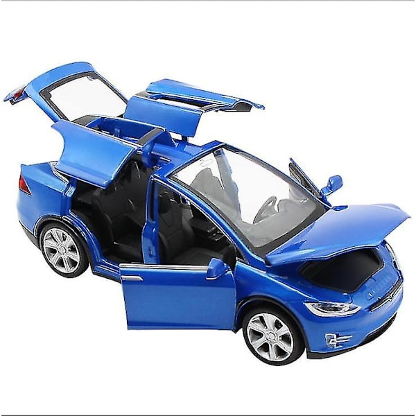 2020 Uusi 1:32 Tesla Model X -metalliseos automalli painevalut ja leluajoneuvot Leluautot Lasten lelut lapsille Lahjat pojan lelu Blue