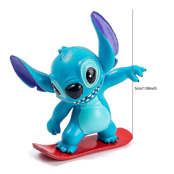 6 st/set Lilo och Stitch tårtdekorationer, Stitch inspirerade cupcake toppers för barns födelsedagsfest tårtdekorationer figurer leksaker