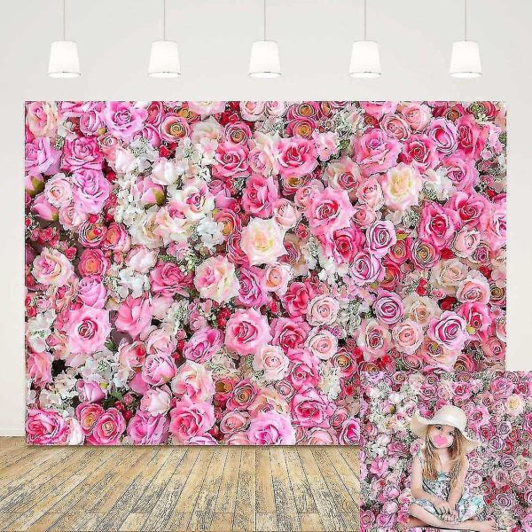 Vaaleanpunaiset ruusukukat valokuvataustat Baby Shower Tyttöjen syntymäpäiväjuhliin valokuvatausta kukka
