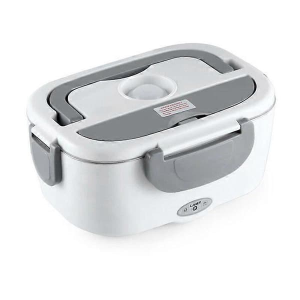 Elektrisk matboks i rustfritt stål, oppvarmet matboks 12V-220V for bil, kontor, hjem - Grå