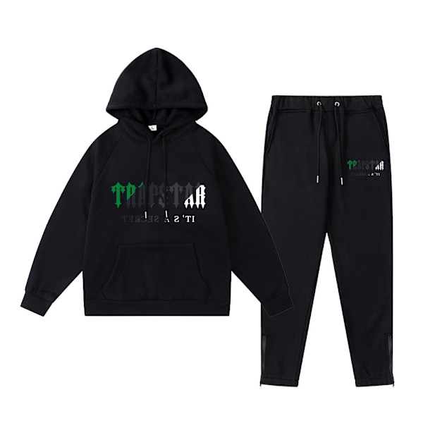 Trapst Tiikeripää-kuvioinen hupullinen pehmoneule Muoti Liukuvärjätty kirjain Casual urheilusetti Print 12- Black XL