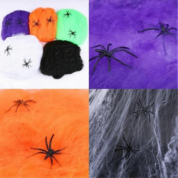 Halloween Edderkoppespind Grønt Elastisk Bomuldsedderkoppespind til Dekoration Green 28.00X28.00X0.10CM