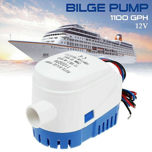 12v 1100gph marinebåt automatisk lensevannspumpe Rv automatisk nedsenkbar pumpe White  blue