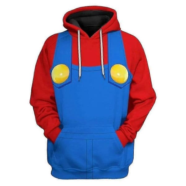 Unisex Mario 3D Hettegenser Dame Herre Hettegenser Genser Pullover Topper Gaver Mario 3XL