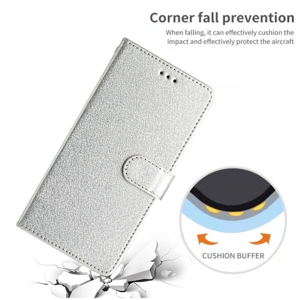 För Samsung Galaxy A33 5G PU Läder Telefon Plånboksställ Cover Silk Texture Flip Case med handrem Silver Style F Samsung Galaxy A33 5G