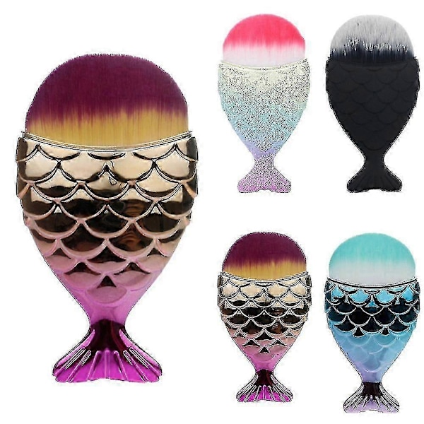 Neglekunst Støvpulverfjerner, Havfruehale Form Neglekunst Støvrenser Børste Makeup Pulver Blush Børste Purple Gold