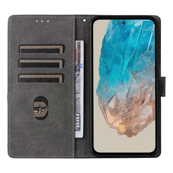 Etui til Samsung Galaxy M35 5G med rem RFID-blokerende læder flip telefoncover Multicolor Style E