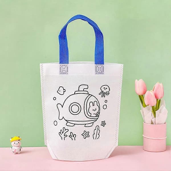Gør-det-selv mulepose til børn - Non-woven, 22,5 cm, Tegne- og malerhåndværkssæt D