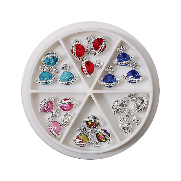 3D Charms Legering Deco Charms Neglekunst Planet Rhinestone Charms Planetarisk Negl 2