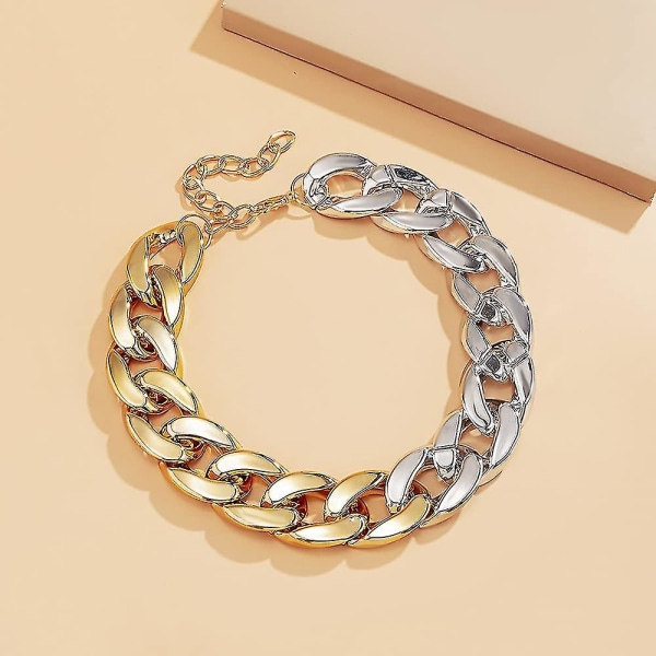 Hip Hop Punk Cuban Link Chain Choker Halskæde Guld Letvægts Chunky Oval Chain Link Halskæde Statement Smykker gold