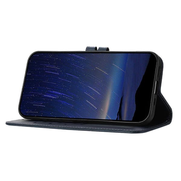 Til Samsung Galaxy S25+ Etui Glad Kat Mønster Præget Læder Wallet Telefon Cover - Grå Multicolor Blue