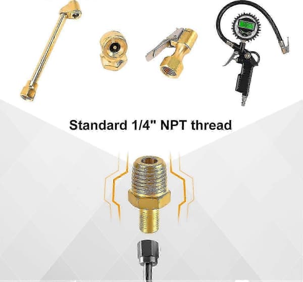 2 stk. messing luftfylderadapter, 1/4\" NPT (han) til standardventil til Schrader (han)
