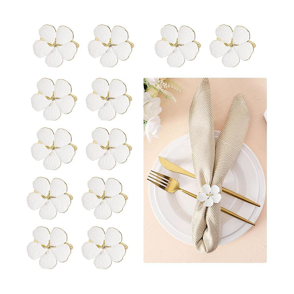 Servietringe, 12 stk. Blomsterservietringeholdere Middagsbordsringe Elegant Ornament Borddækning
