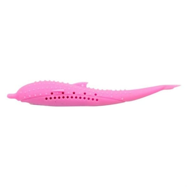 Kattegræs Kattetandsrensende Silikon Delfin Legetøj Pink