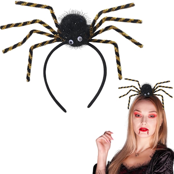 Edderkop Pandebånd Halloween Hårtilbehør til Kvinder, Sort Guld Edderkopfødder Hårbånd Efterår Sjov Dekoration Hovedet Halloween Party Outfit