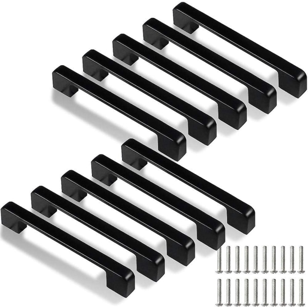 128mm kökshandtag, 10 st svarta köksskåpshandtag för dörr, låda, hytt @