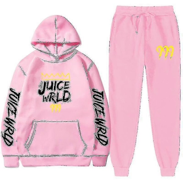 Ny Juice World Hoodie Dress + Joggingbukser Juice Wrld Trap Rap Regnbue Tomografi Juice Wrld pink 1 M